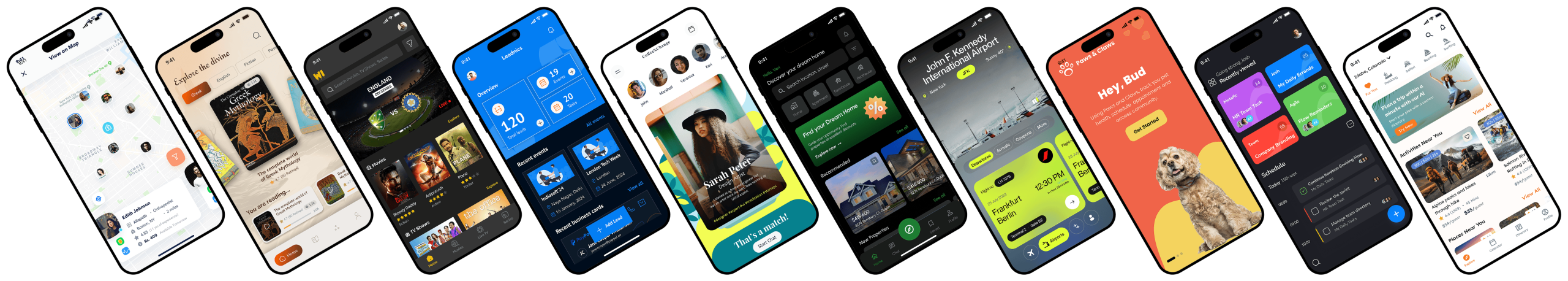 Mobile app design showcase row 1