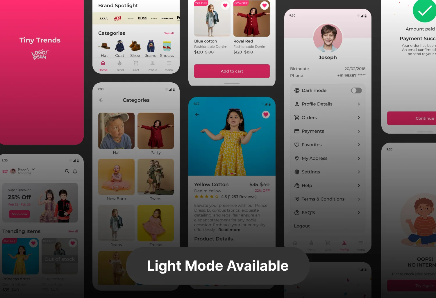 Tiny Trends  - Figma UI Kit for Kids Clothing App