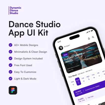 Dynamic Dance Studio - Figma UI Kit for Dance Studio App
